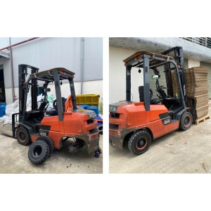 Bảo dưỡng sửa chữa và Thay lốp xe nâng Toyota 2.5 tấn FDZN25 tại nhà máy bao bì Ân Thi Hưng Yên 